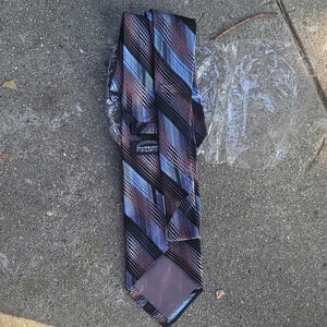 Jhane Barnes frequency blue black rust orange silk tie fathers day gift